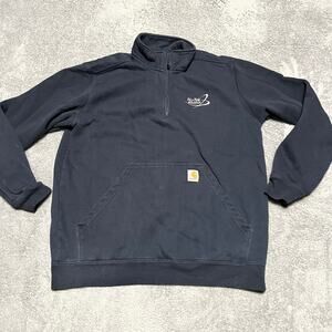 Carhartt Sweatshirt Mens Large Midweight 1/4 Zip Navy Blue Loose Fit Nutek